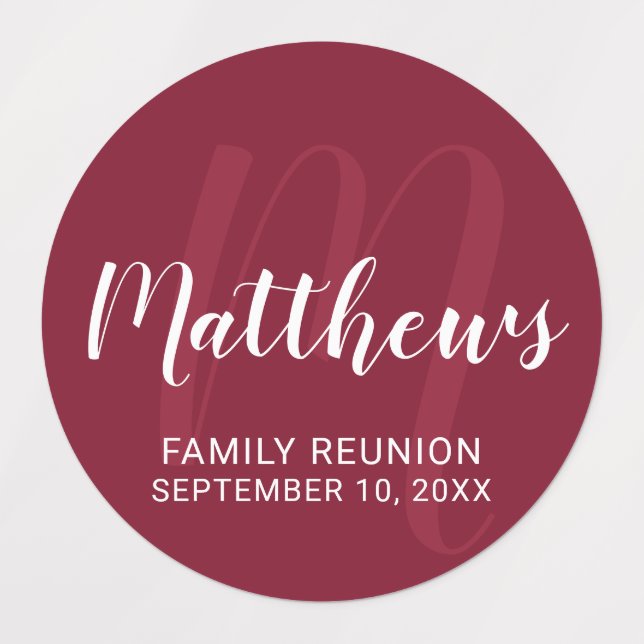 Personalised Modern Script Monogram & Family Name  (Design 1)