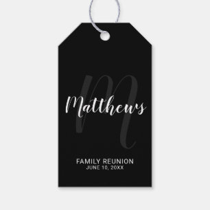 Personalised Modern Script Monogram & Family Name Gift Tags