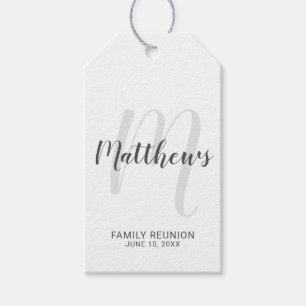 Personalised Modern Script Monogram & Family Name Gift Tags
