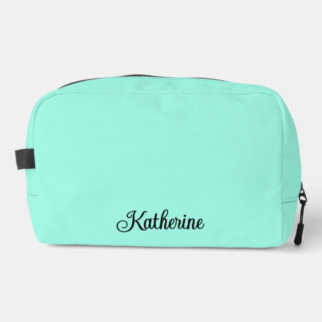 Personalised Modern Script Turquoise Toiletry Bag (Front)
