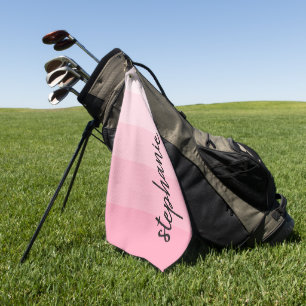 Personalised Modern Signature Pink Colour Block Go Golf Towel