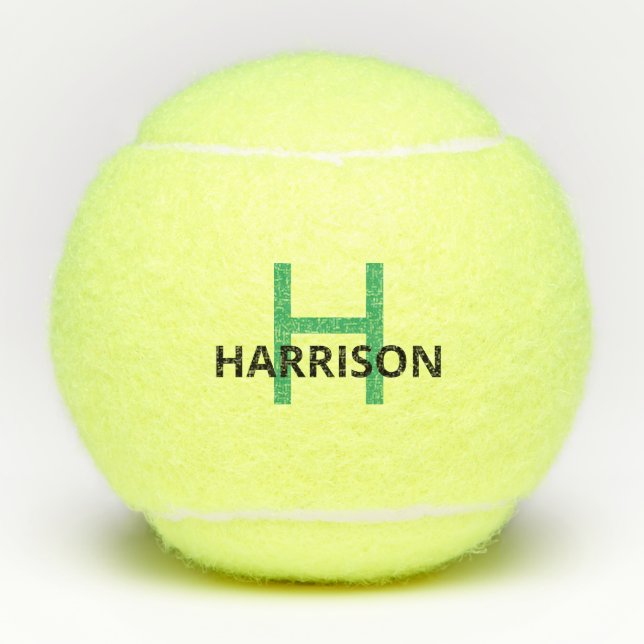 Personalised Modern Simple Guy's Monogram Tennis Balls (Front)