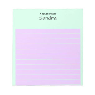 Personalised Modern Simple Pastel Coloured Lined Notepad