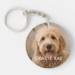 Personalised Modern Simple Pet Photo Key Ring