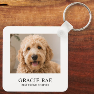 Personalised Modern Simple Pet Photo Key Ring