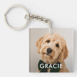 Personalised Modern Simple Pet Photo Key Ring
