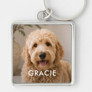 Personalised Modern Simple Pet Photo Key Ring