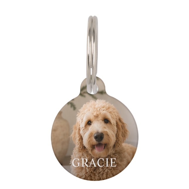 Personalised Modern Simple Pet Photo Tag (Front)
