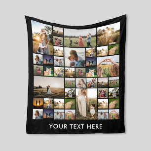 Personalised Modern Simple Photo Collage Fleece Blanket