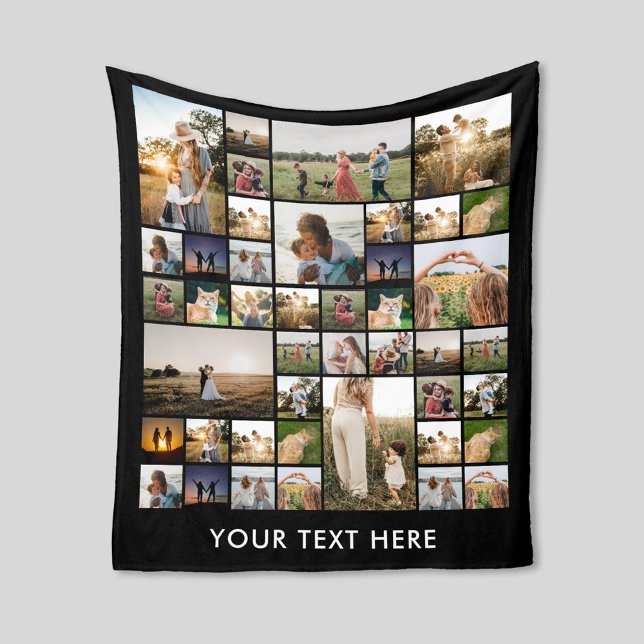  Personalised Modern Simple Photo Collage Fleece Blanket (Creator Uploaded)