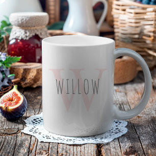 Personalised Modern Simple PinkMonogram Coffee Mug