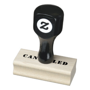 Personalised Modern Simple Red CANCELLED Wood Art Rubber Stamp