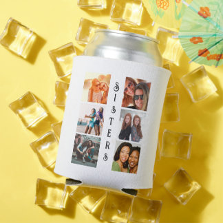 Personalised Modern Sisters 6 Photo Collage Can Cooler