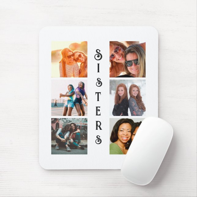 Personalised Modern Sisters 6 Photo Collage Mouse Pad (With Mouse)