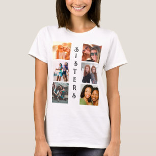 Personalised Modern Sisters 6 Photo Collage T-Shirt