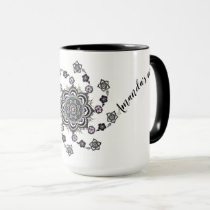 Personalised Modern spiral flower mandala Mug