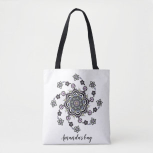 Personalised Modern spiral flower mandala Tote Bag