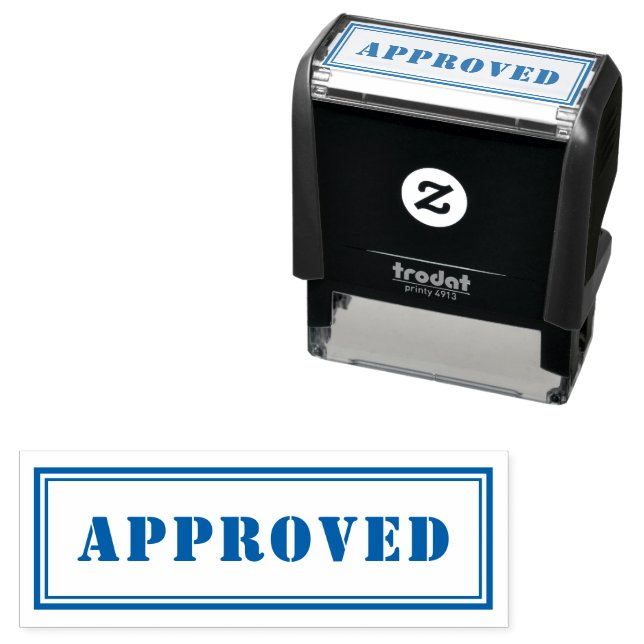 Personalised Modern Stylish Blue APPROVED Self-inking Stamp (In Situ)