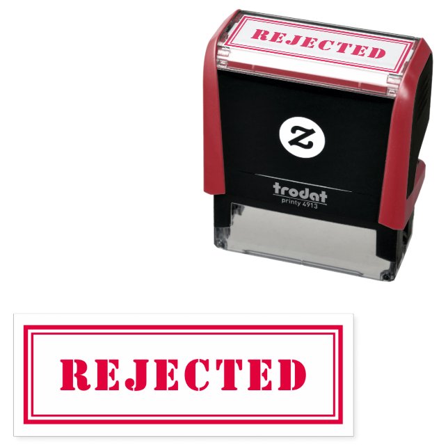 Personalised Modern Stylish Red REJECTED Self-inking Stamp (In Situ)