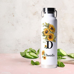 Personalised Modern Sunflower Water Bottle