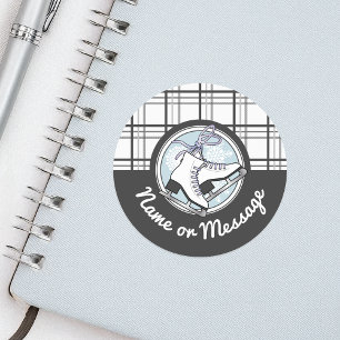 Personalised Modern Tartan Figure Skating Classic Round Sticker