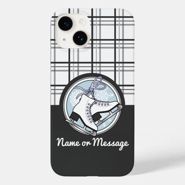 Personalised Modern Tartan Ice Skating Case-Mate iPhone Case (Back)