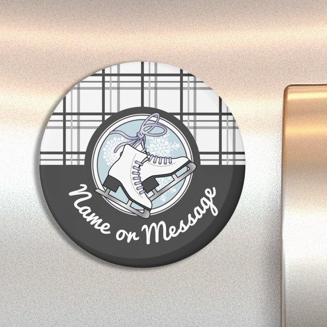 Personalised Modern Tartan Ice Skating Magnet (Creator Uploaded)