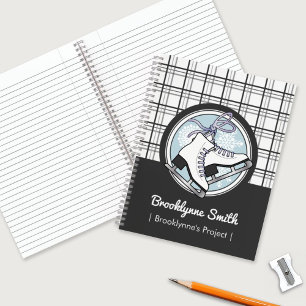 Personalised Modern Tartan Ice Skating Notebook