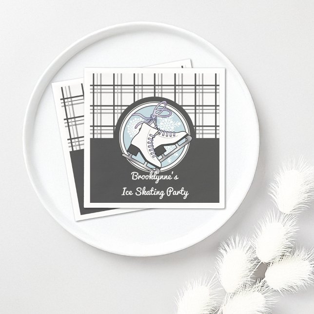 Personalised Modern Tartan Ice Skating Paper Napkin (Creator Uploaded)