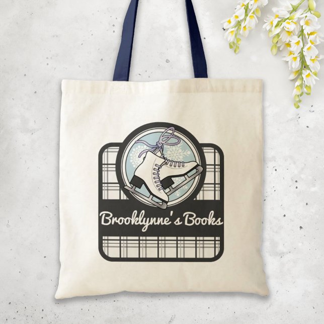 Personalised Modern Tartan Ice Skating Tote Bag (Creator Uploaded)