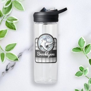 Personalised Modern Tartan Ice Skating Water Bottle