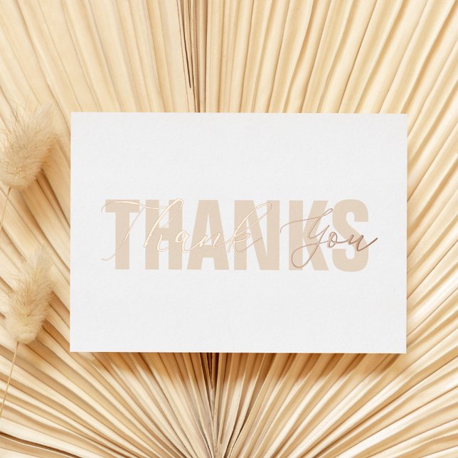 Personalised Modern Taupe Rose Gold Chic Thank You Foil Holiday Card (Creator Uploaded)