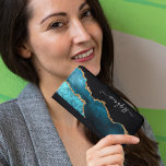 Personalised Modern Teal Agate Watercolor Gold Samsung Galaxy S5 Wallet Case<br><div class="desc">This stylish modern wallet phone case features teal and gold agate design and personalised with your name on a black background. Easy to personalise with custom options.</div>