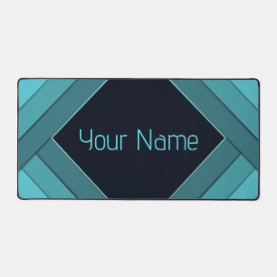 Personalised Modern Teal Sleek Geometric Desk Mat