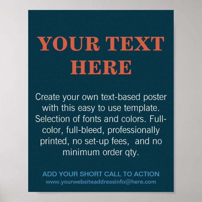 Personalised Modern Text Turquoise Poster (Front)