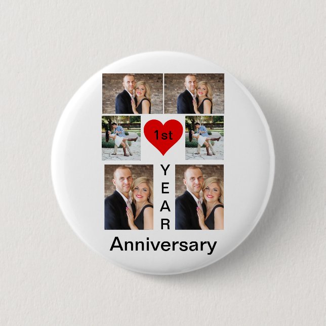 Personalised Modern trendy Anniversary   6 Cm Round Badge (Front)