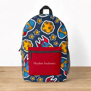 Personalised modern trendy space kids   printed backpack