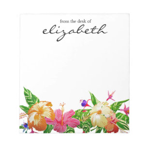 Personalised Modern Tropical Watercolor floral Notepad