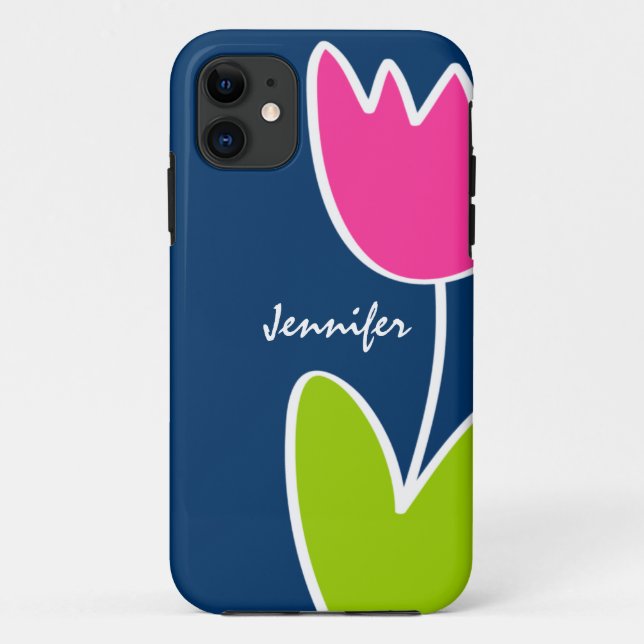 Personalised Modern Tulip iPhone 5/5S Case (Back)