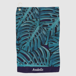 Personalised Modern Turquoise Tropical Theme   Golf Towel