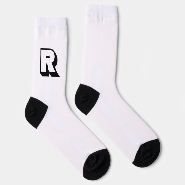 Personalised Modern Typography Black Monogram Socks (Right)