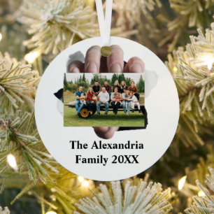 Personalised Modern vintage family photo template Metal Tree Decoration