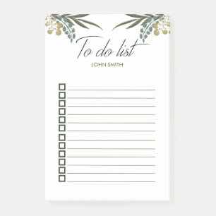 Personalised Modern Watercolor Botanical Leaves Post-it Notes