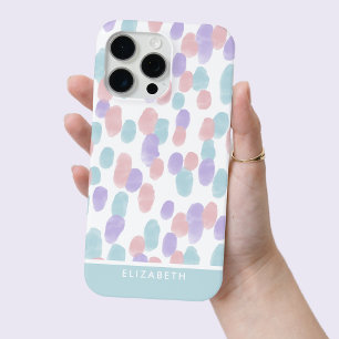 Personalised Modern Watercolor Pastel Dot Pattern iPhone 15 Pro Max Case
