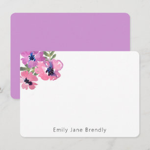 Personalised Modern Watercolor Pink Floral  Card