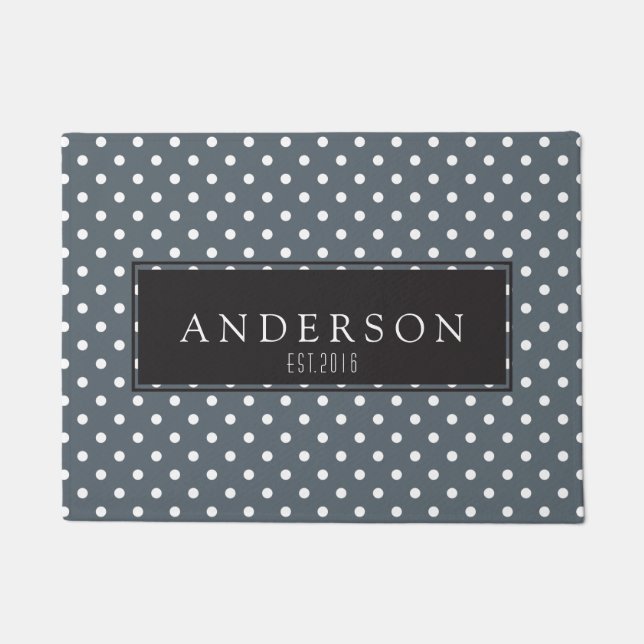 Personalised - Modern White Polka Dots Doormat (Front)