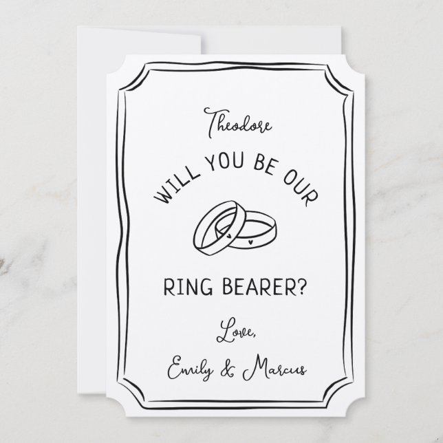 Personalised Modern Will You Be My Ring Bearer. Card (Front)