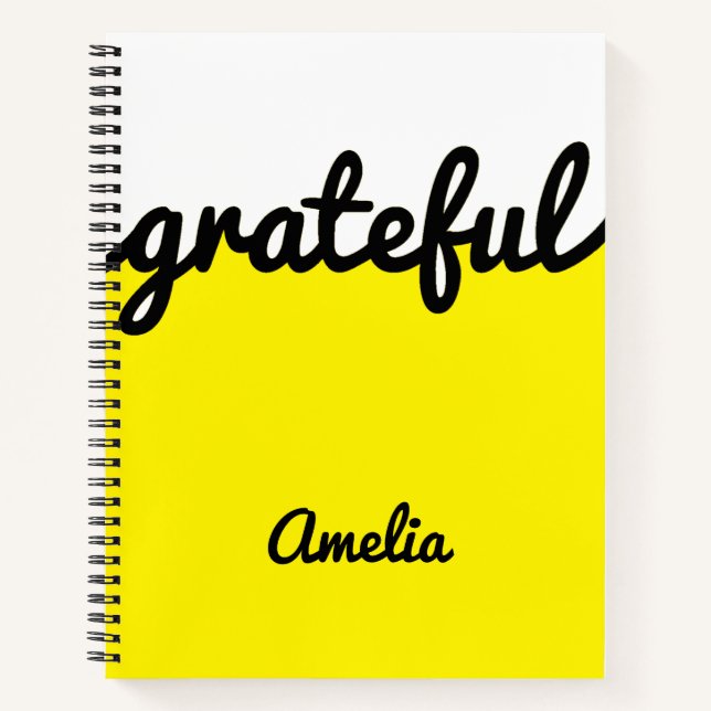 Personalised Modern Yellow Black and White Notebook (Front)