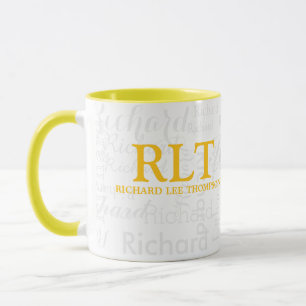 Personalised Modern Yellow Monogram Mug