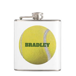 Personalised Modern Yellow Tennis Ball Hip Flask